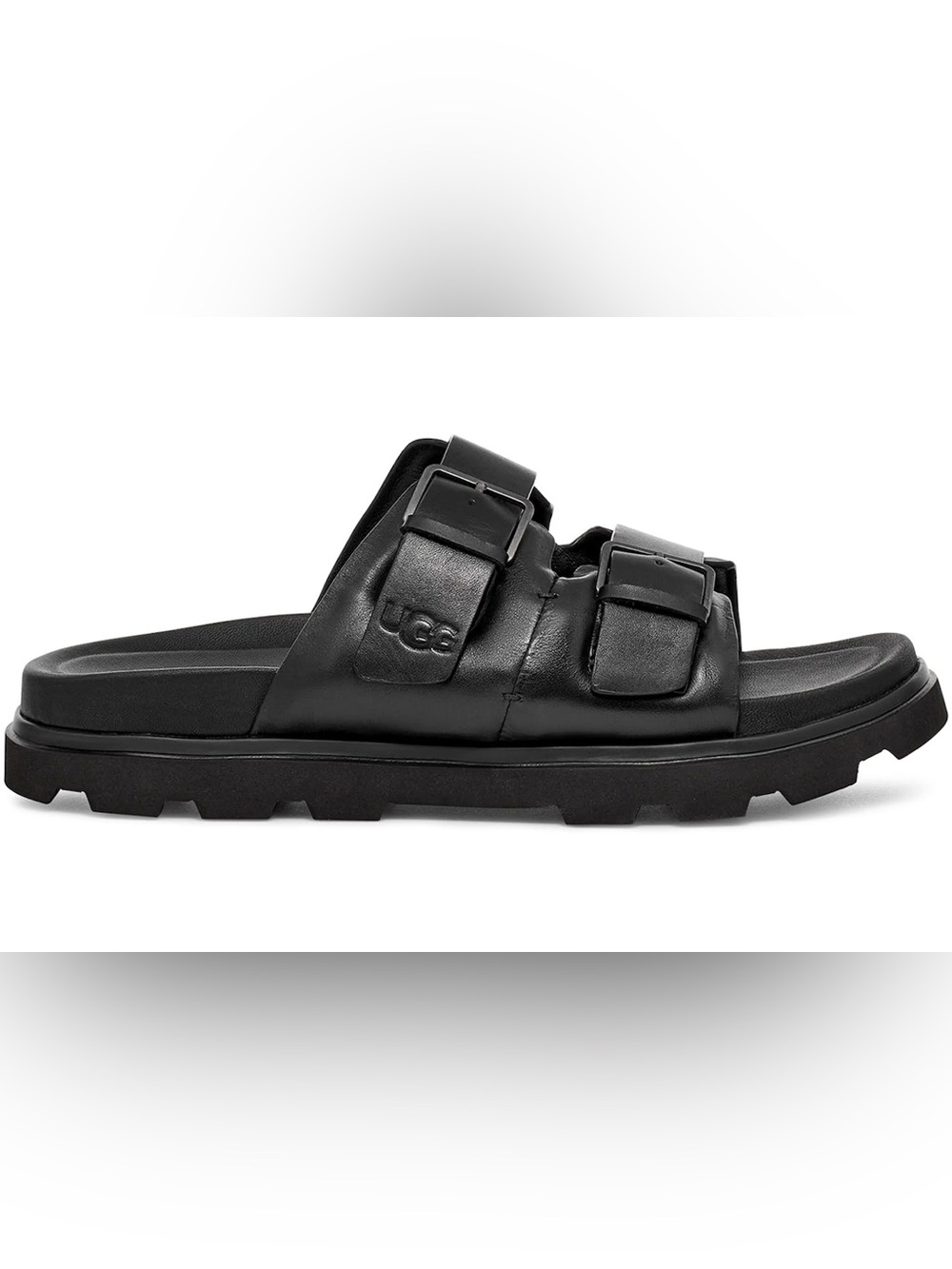 Like New! UGG Men’s Capitola Black Leather Buckle Slide Sandal Size 16